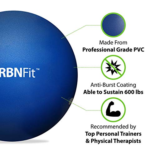 URBNFit Small Exercise Ball - 9-inch Mini Pilates Ball with Fitness Guide for Yoga, Barre, Physical Therapy, Stretching & Core Stability Workout