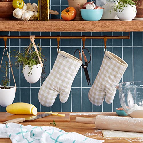 KitchenAid Gingham Oven Mitt 2-Pack Set, Passion Red, 7