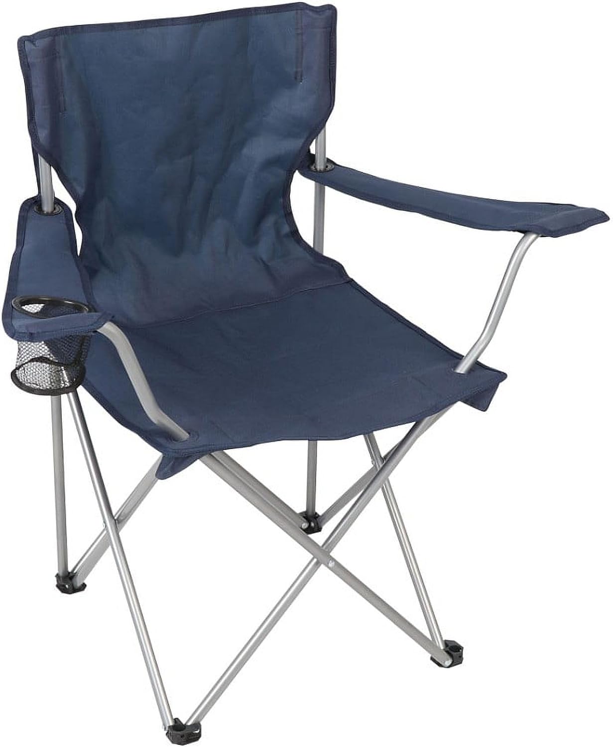 Basic Quad Folding Camp Chair with Cup Holder, Blue, Adult