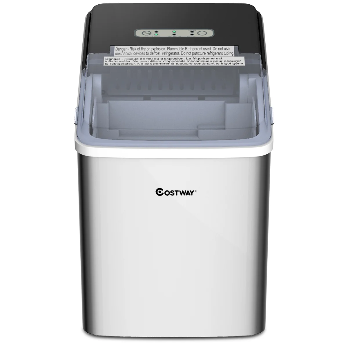 Costway Stainless Steel Ice Maker Countertop 26Lbs/24H Self-Clean Function W/Scoop New
