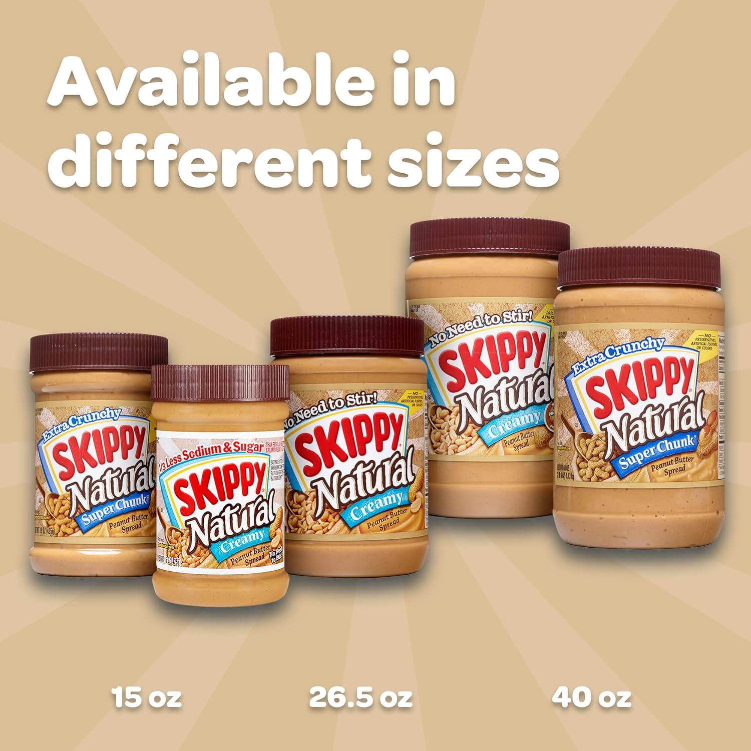 SKIPPY Natural Creamy Peanut Butter Spread, 40 Ounce Twin Pack
