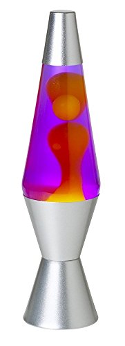 14.5-Inch Silver Base Lava Lamp with Purple Wax in Blue Liquid - 2118