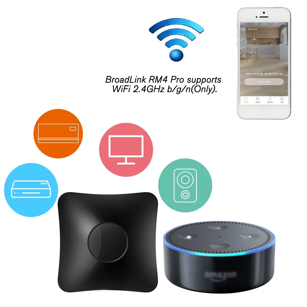 Broadlink BroadLink RM4 Pro WiFi Smart Home Automation Universal Remote Controller WiFi+IR+RF Switch App Control Timer Compatible with Smart Home Automation
