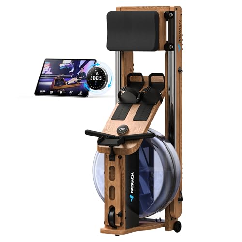 MERACH Water Rowing Machines for Home, Foldable Row Machine with 400LBS Weight Capacity, Dedicated Monitor and Comfortable Seat, Free MERACH App for Immersive Water Rower
