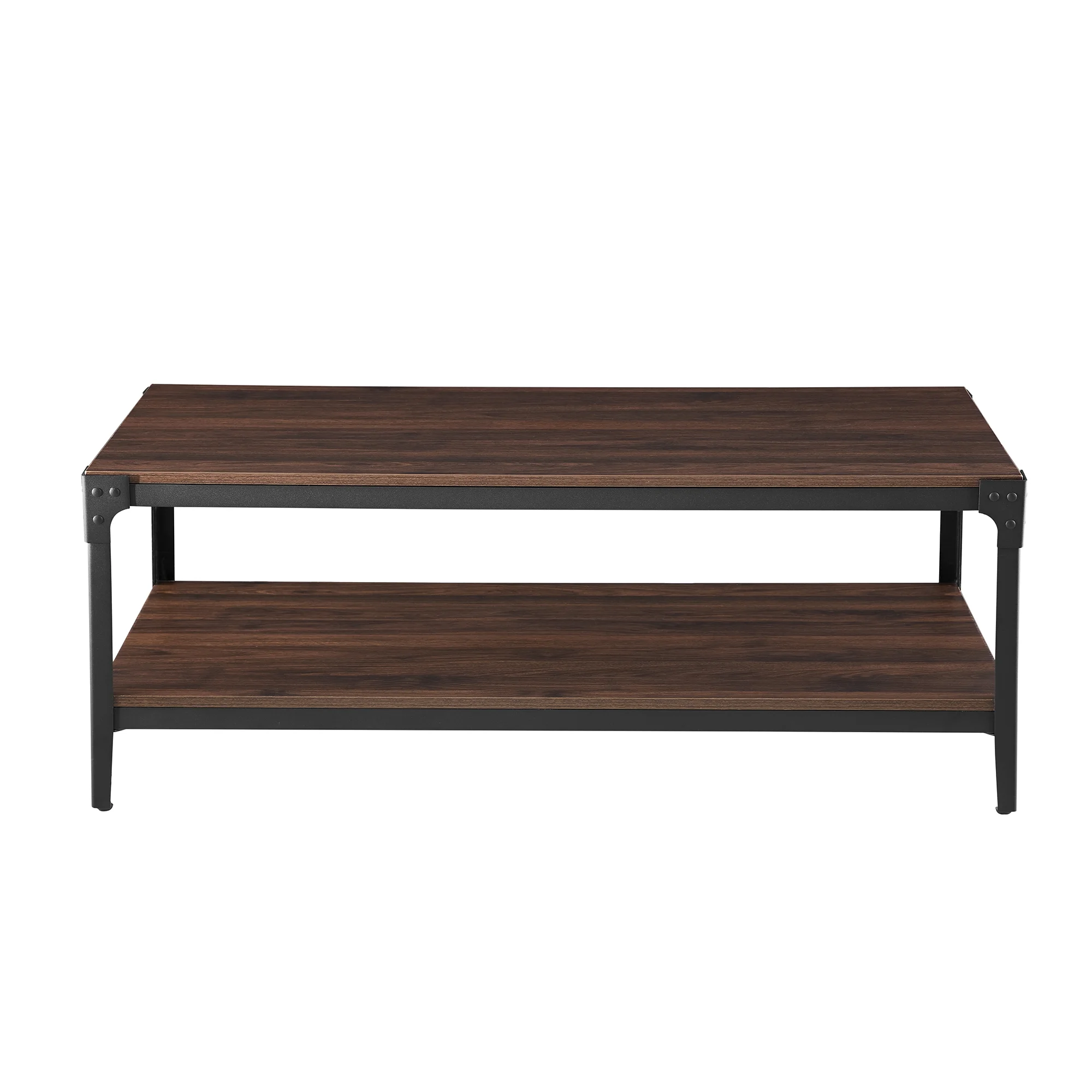 Woven Paths Wilson Angle Iron Rustic Coffee Table, Dark Walnut