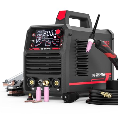 YESWELDER 200A AC/DC Aluminum Tig Welder with Pulse Large LED Display, Digital Inverter STICK/TIG 110/220V Dual Voltage TIG Welding Machine TIG-200P ACDC