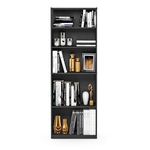 FURINNO JAYA Simply Home 5-Shelf Bookcase, 5-Tier, Black