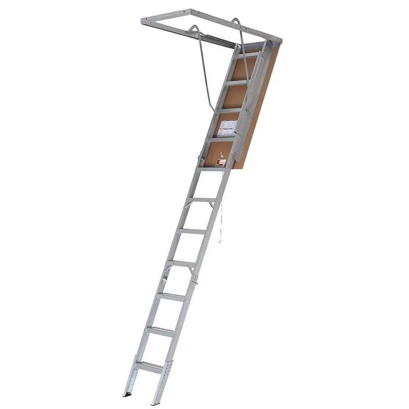 Louisville Ladder AH2211 Series Elite Aluminum Attic Ladder 7.75 ft to 10.25 ft