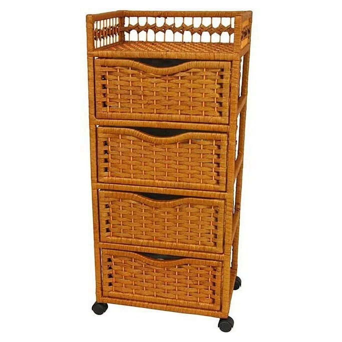 Natural Fiber Wheeled 4-drawer Chest of Drawers - 17.25