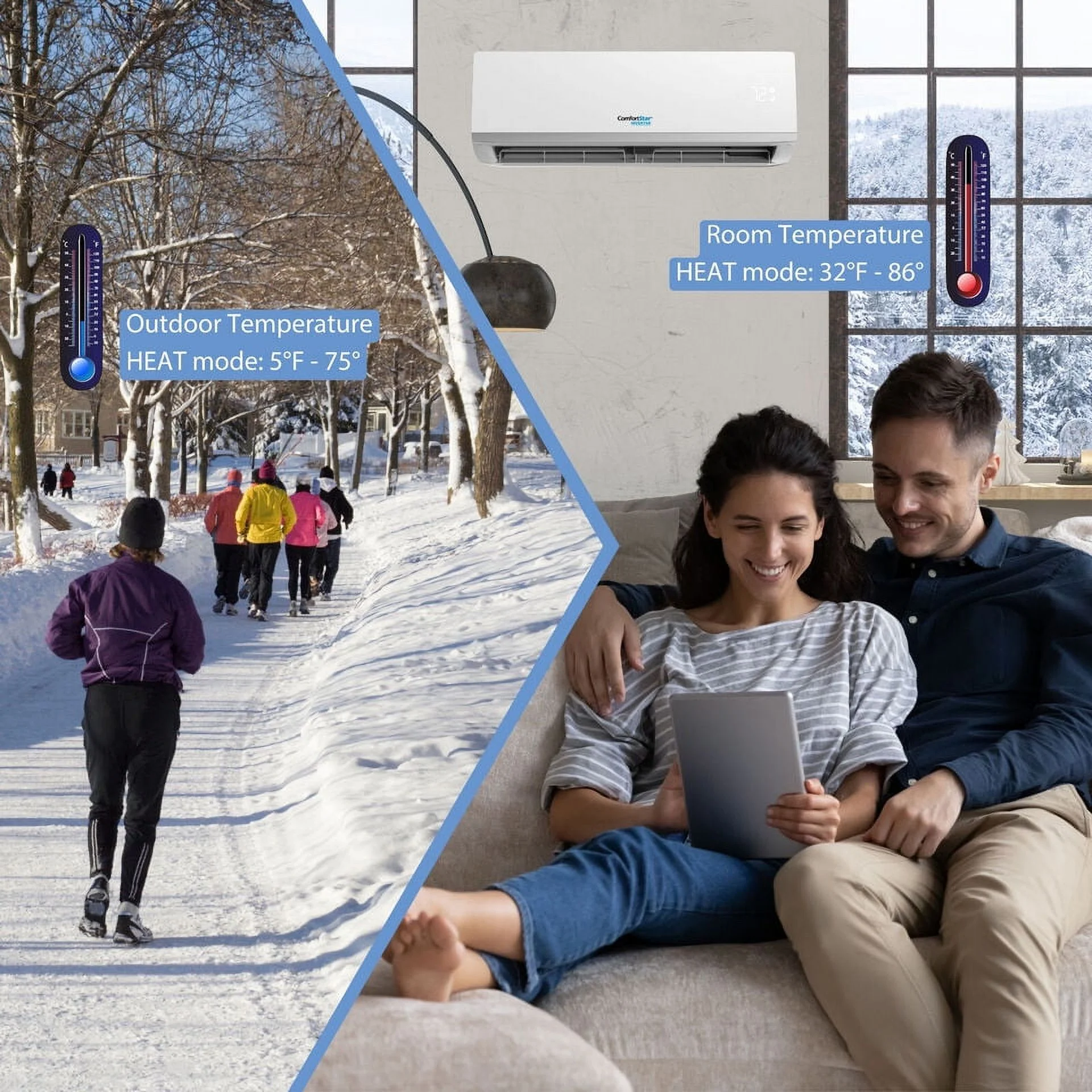 24,000 BTU 17 SEER2 Ductless Mini-Split Inverter+ Air Conditioner Heat Pump System Full Set 220V.