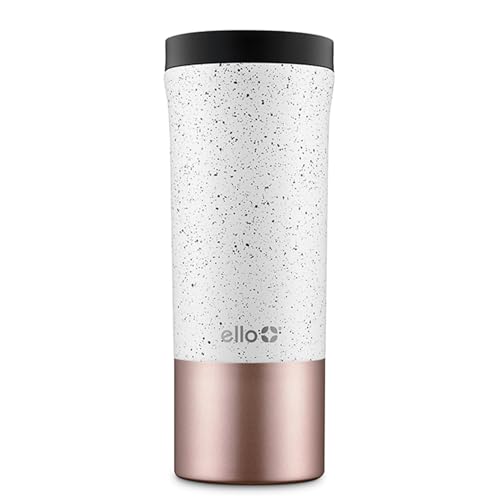 Ello Miri 16oz Vacuum Insulated Stainless Steel Travel Mug, Leak-Proof Slider Lid, Keeps Hot for 5 Hours, Perfect for Coffee or Tea, BPA-Free, Fits Most Cupholders, Holiday Gift, Black
