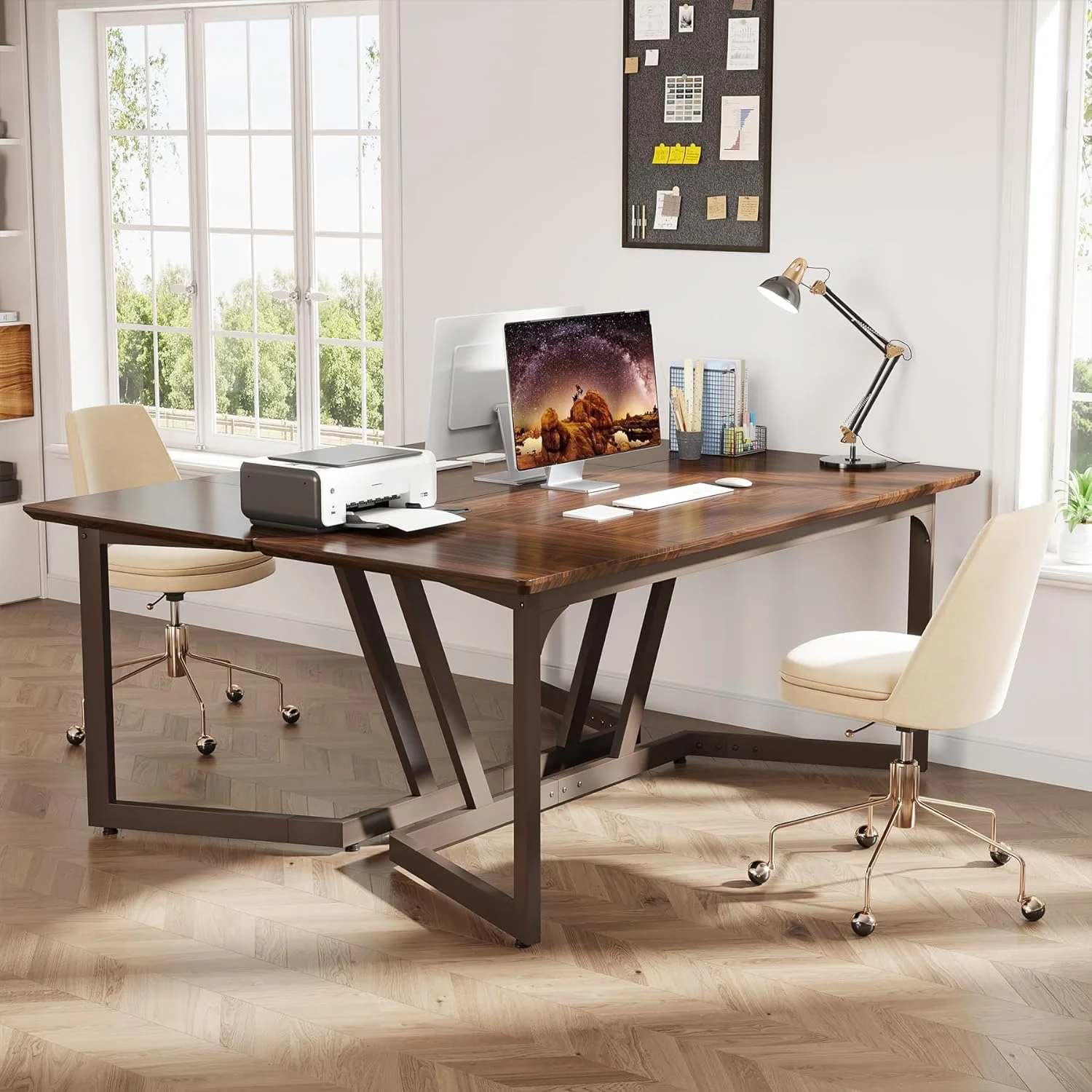 Tribesigns Computer Desk, 55 Wood inch Home Office Desk, 30