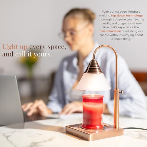 Hestia Magic Candle Warmer Lamp, Height Adjustable for Yankee Candle Jar, for Moms, Soot-Free Melter for Scent Release - Timer & Dimmable Candle Lamp, 110-120V (Gold, Timer)