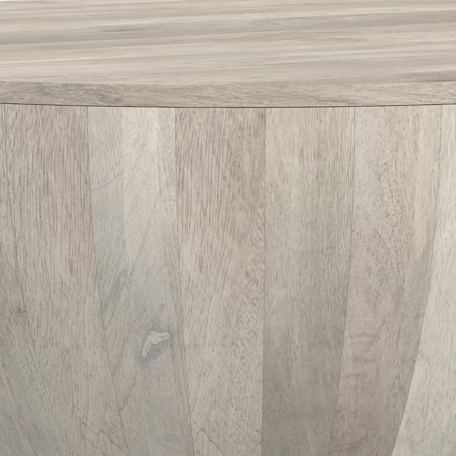 SIMPLIHOME Elmbrook Drum Coffee Table, 34 inch, White Wash