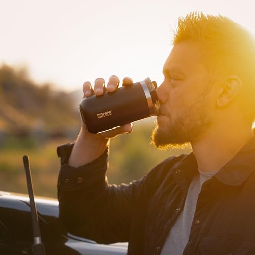 WACACO Octaroma Classico Vacuum Insulated Coffee Mug, Double-wall Stainless Steel Travel Tumbler With Drinking Lid, 6 fl oz (180ml), Carmine Red