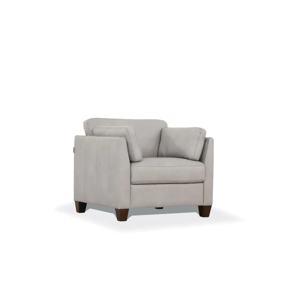 ACME Matias Leather Accent Chair in Dusty White