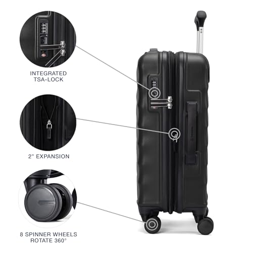 Travelpro Maxlite Air V2 Hardside Expandable Carry on Luggage, 8 Spinner Wheels, Lightweight Hard Shell Suitcase, TSA lock, Black, Carry On 21-Inch