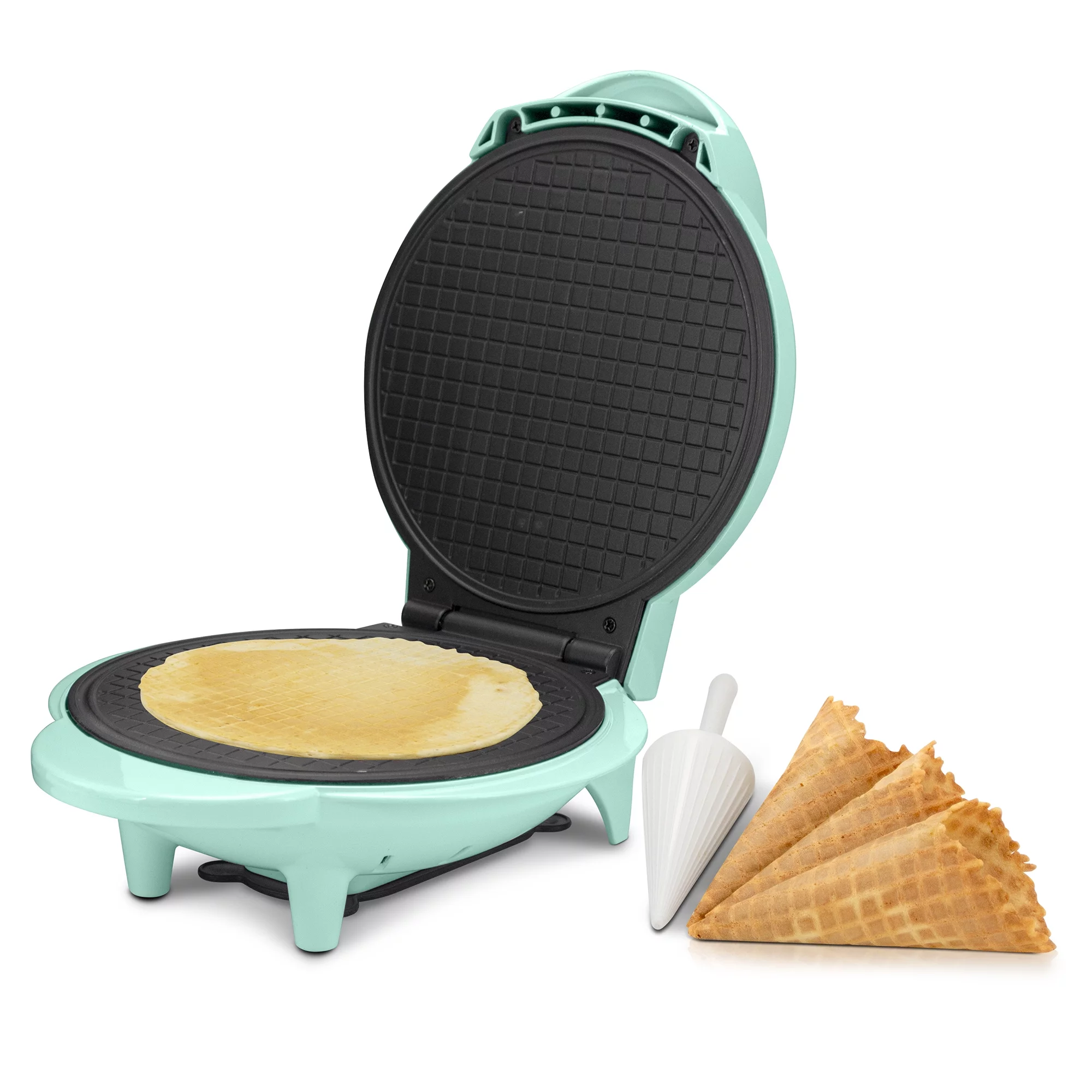 Waffle Cone Maker with Shaper Roller, Electric Nonstick Waffle Iron, Mint
