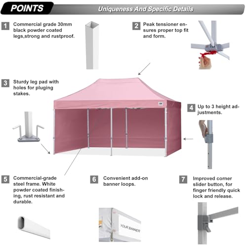ABCCANOPY Easy Pop Up Canopy Tent with Sidewalls 10x10 Commercial -Series, White