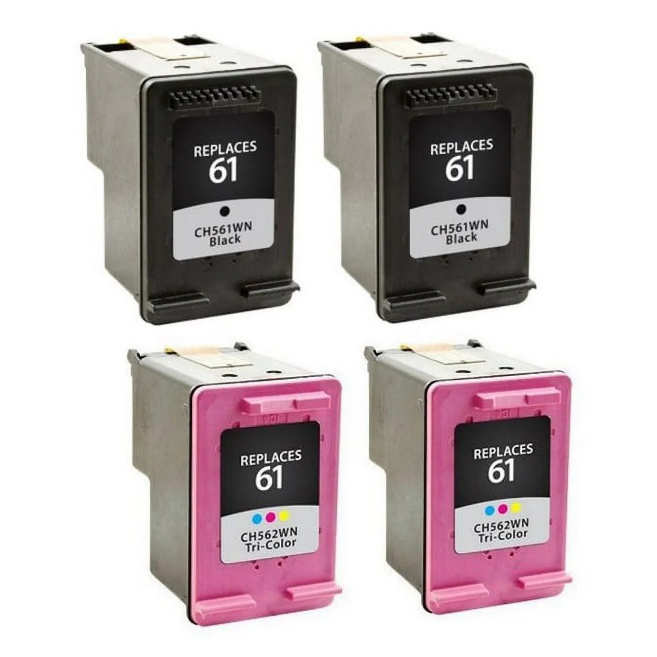 PrinterDash Replacement for DeskJet 1000/1050/2000/2050/3000/3516/Envy 400/5539 Inkjet Combo Pack (2-Black/2-Color) (NO. 61) (CR259FN_2PK)