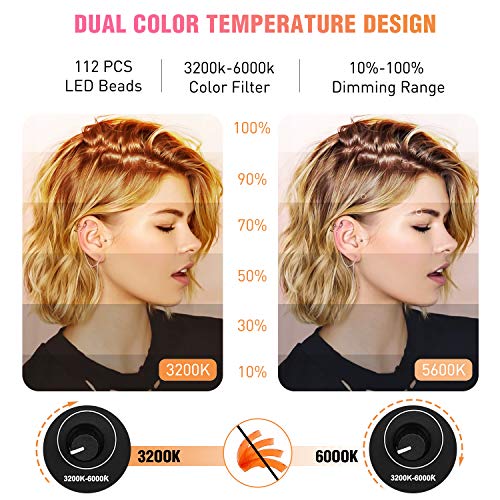 Ring Light 18 Inch LED Ringlight Kit with 73 inch Tripod Stand with Phone Holder Adjustable 3200-6000k Color Temperature Circle MUA Lighting for Camera for Vlog, Makeup,Youtobe, Video Shooting, Selfie