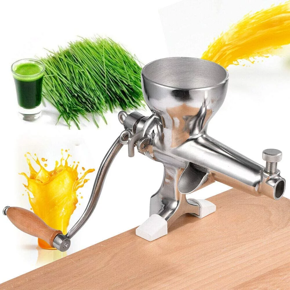 TFCFL Stainless Steel Manual Wheatgrass Juicer, Hand Crank Fruit Vegetable Orange Juice Press Extractor Table Clip-on Type