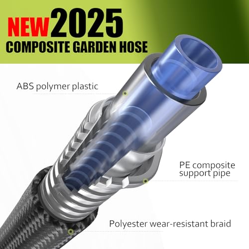 Relxitl Garden Hose, Flexible Water Hose, Ultra Lightweight Non-Expanding hose with 10 Function Sprayer, Leak proof, Pressure Resistant for Yard, Outdoor (Black, 50FT)