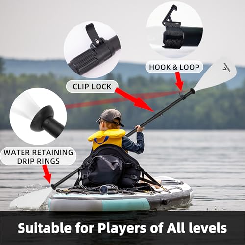 LEDONNE SUP Paddle 4-Piece Adjustable Kayak Paddle Floating Lightweight Paddle Board Oar with Aluminum Alloy Shaft and 2 Nylon Blades Best Price Based on Our 3 Million Sets Per Year 500 bought monthly