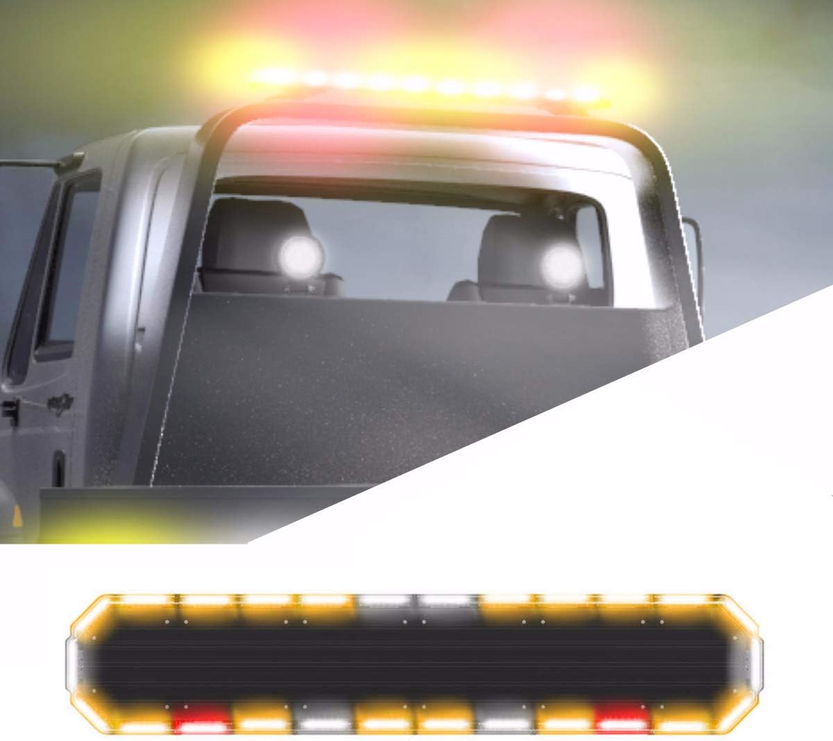 SpeedTech Lights K-Force 55 Tow Full Size LED Tow Truck Strobe Light Bar Roof Mount Emergency Vehicle Warning Lights for Police Cars, Fire, EMS, Security, Construction, Plows, Wreckers - Amber/Amber