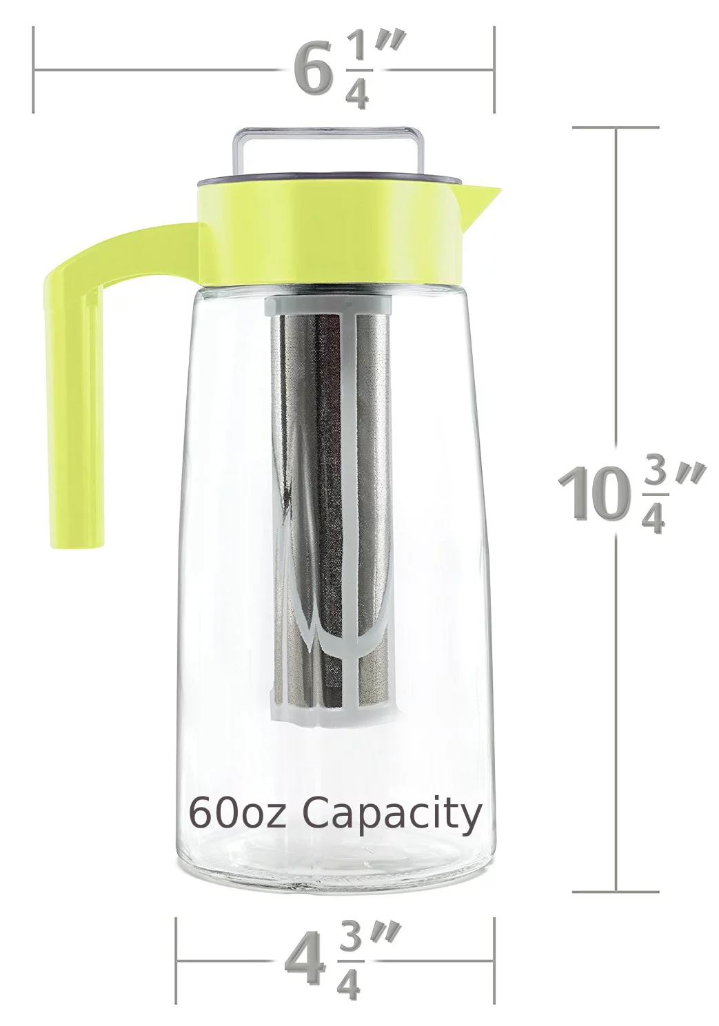 Cooking Upgrades 60oz Cold Brew Coffee Maker and Tea Maker With Ice And Fruit Infuser Inserts Included (Green)