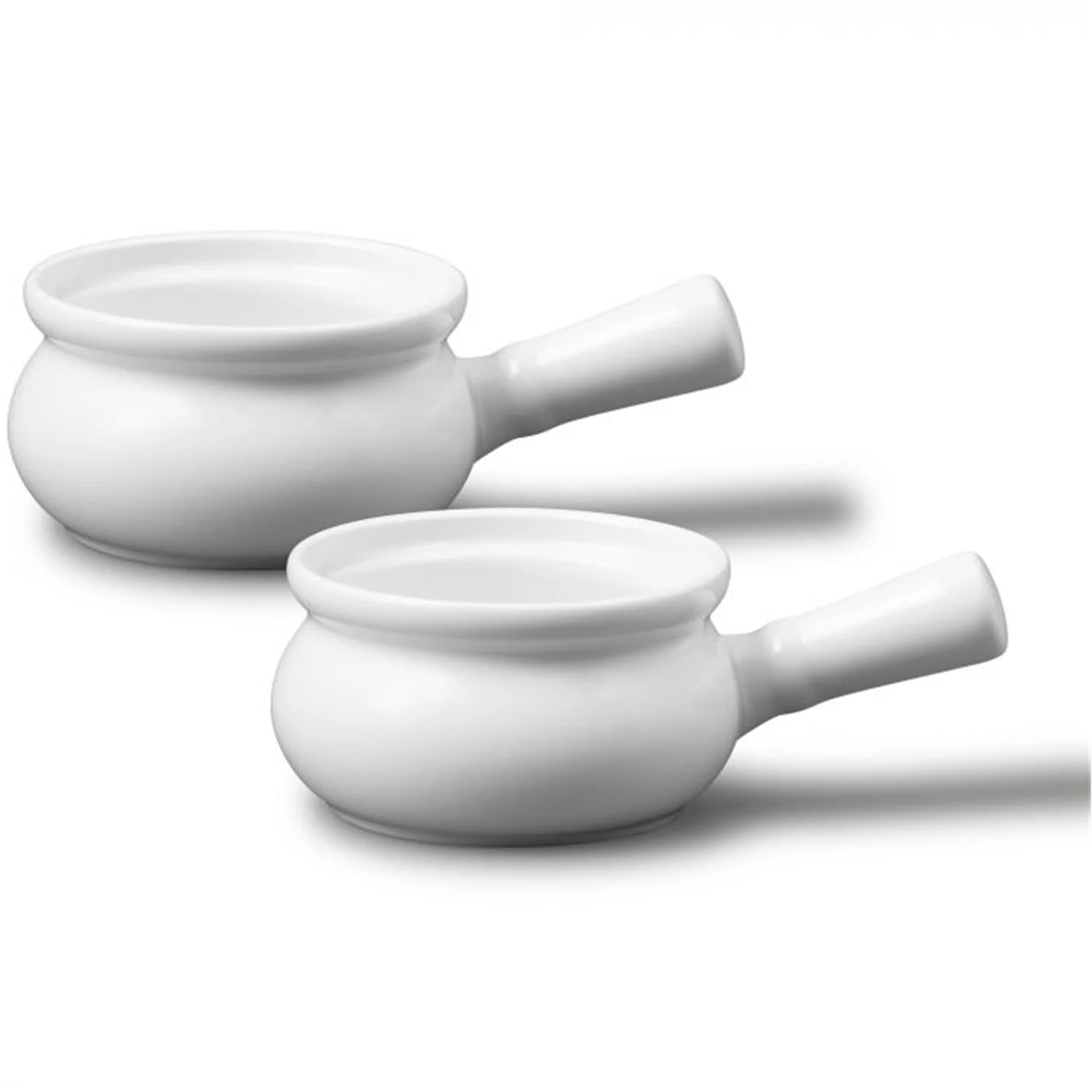 Gourmet - Set of 2 Porcelain Onion Soup Bowls, 300ml Capacity, Oven Safe, White