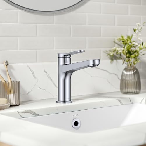 KRAUS Indy Single Handle One Hole Bathroom Sink Faucet in Chrome, KBF-1411CH