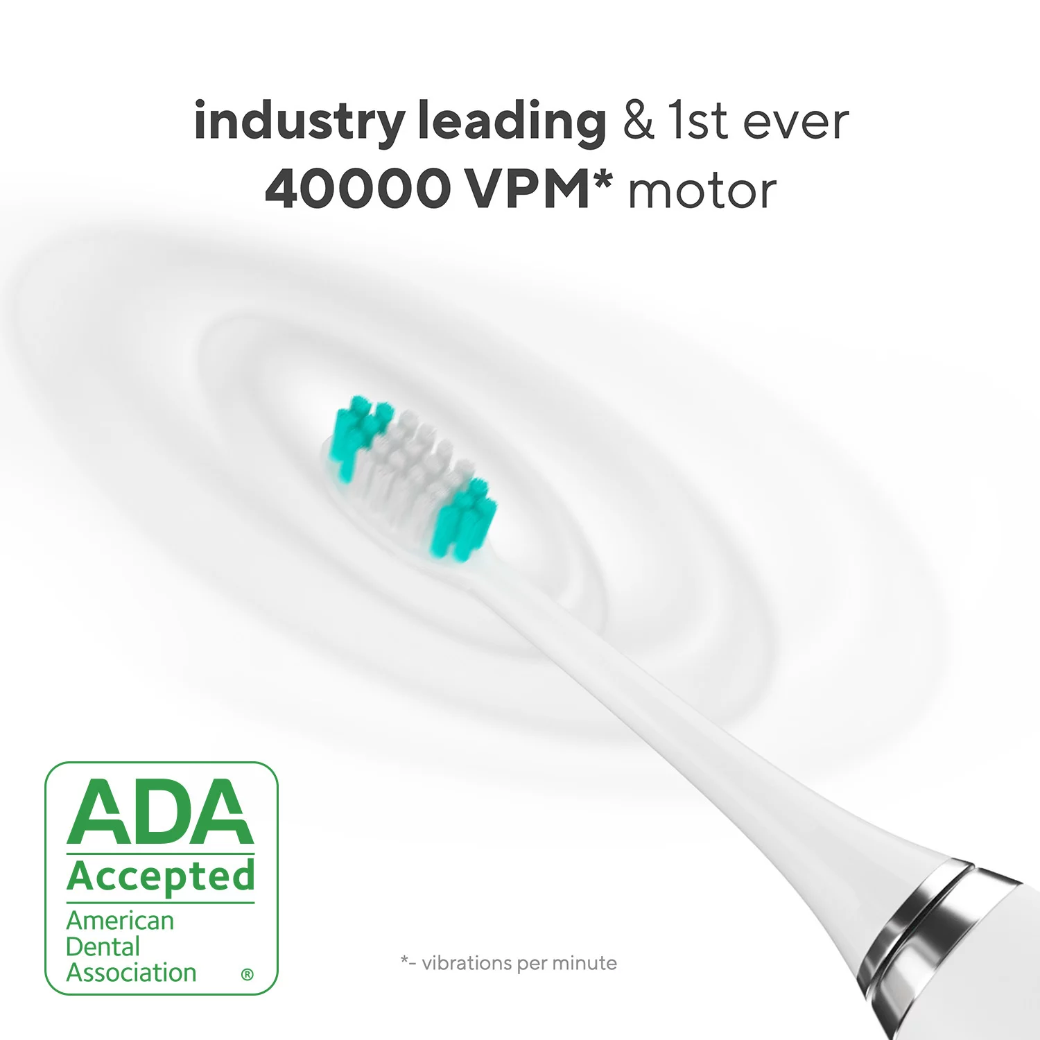 Aquasonic Vibe Series - ADA Accepted - Ultra Whitening Electric Toothbrush - 8 dupont brush heads & travel case