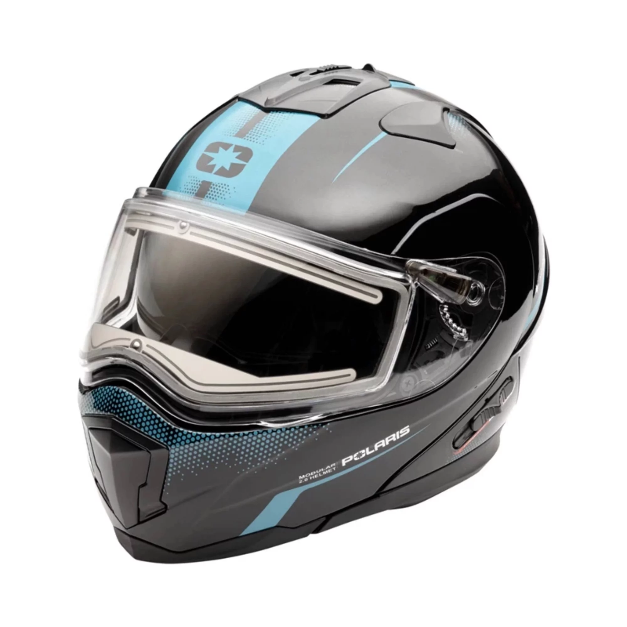 Polaris  Modular 2.0 Snowmobile Helmet Anti Fog Scratch Chin Guard Black Teal - X-Small 283314401