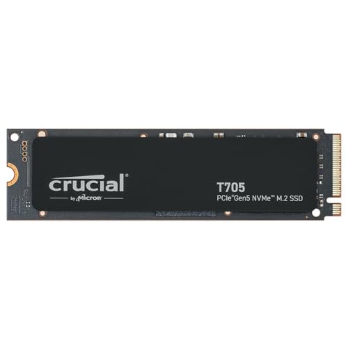 Crucial T705 2TB PCIe Gen5 NVMe M.2 SSD - Up to 14,500 MB/s - Game Ready - Internal Solid State Drive (PC) - +1mo Adobe CC - CT2000T705SSD3