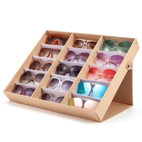 TRIUMPH VISION Sunglasses Organizer Storage Eyeglasses Holder - Multiple Glasses Case Box Eyewear Case with Lid
