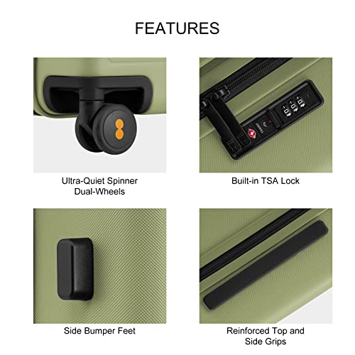 LEVEL8 Hard Shell Carry on Luggage Airline Approved, Carry-on Suitcases with Wheels, Lightweight Luminous Textured Hardside Travel Bag with Tsa Lock, 20 Inch, Black