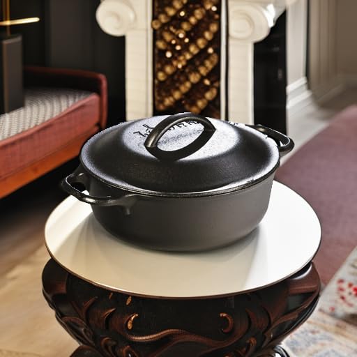 Lodge 5 Quart Cast Iron Double Dutch Oven – Pre-Seasoned – Lid Converts to 10.25