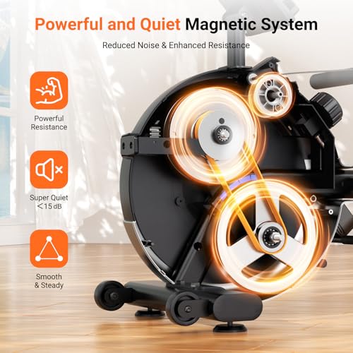 Dripex Rowing Machines for Home Use, Rowing Machine Max 350 LBS, Magnetic Rower with 16 Levels of Workout Resistance, Dual Slide Rail, Bluetooth App Supported, LCD Monitor,Row Machine for Gym Exercise