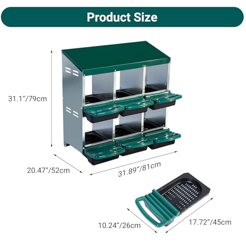 Chicken Nesting Box, 10 Hole 2 Layer Hen Nest Box with Legs, Roll Away Eggs Laying Boxes,Cleanable Pull Out Hen Roosting Boxes