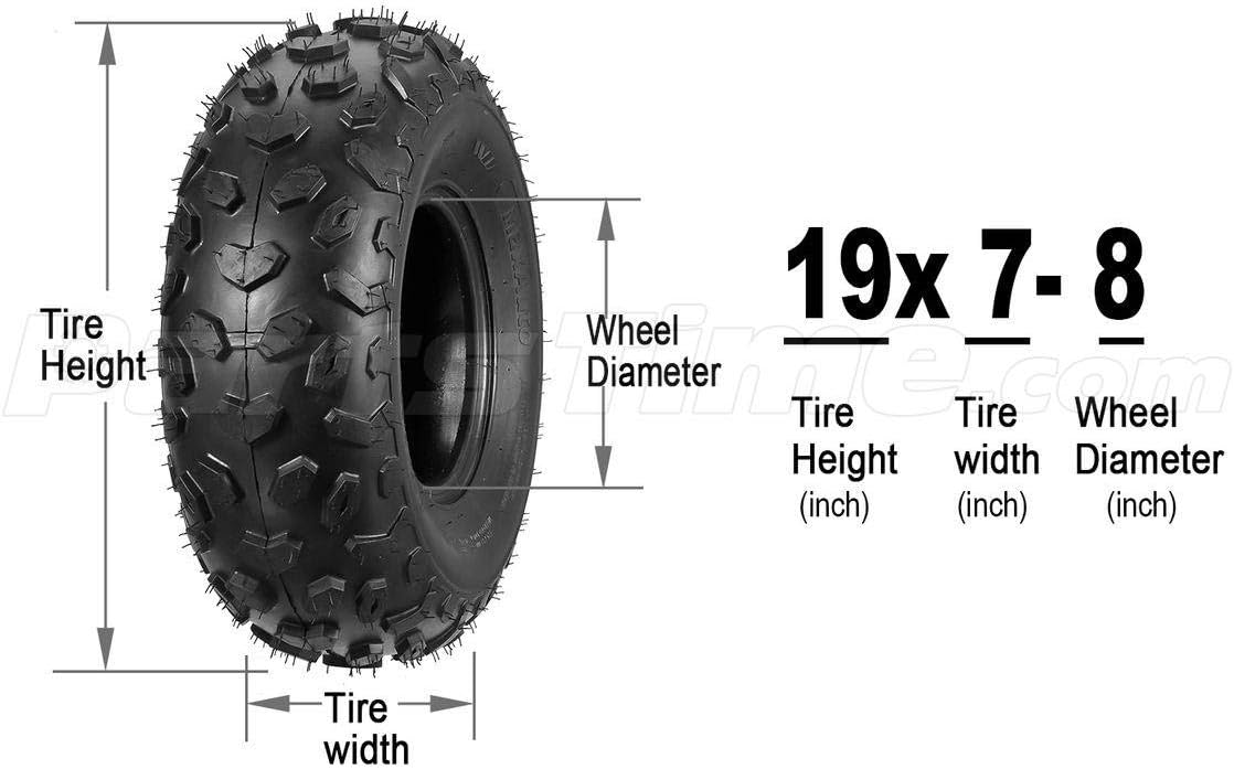 MaxAuto 19x7-8 19x7x8 All Terrain ATV Tire Mini Bike Tire 4PR UTV Sport Quad Tires Load range B 28J (2Piece)