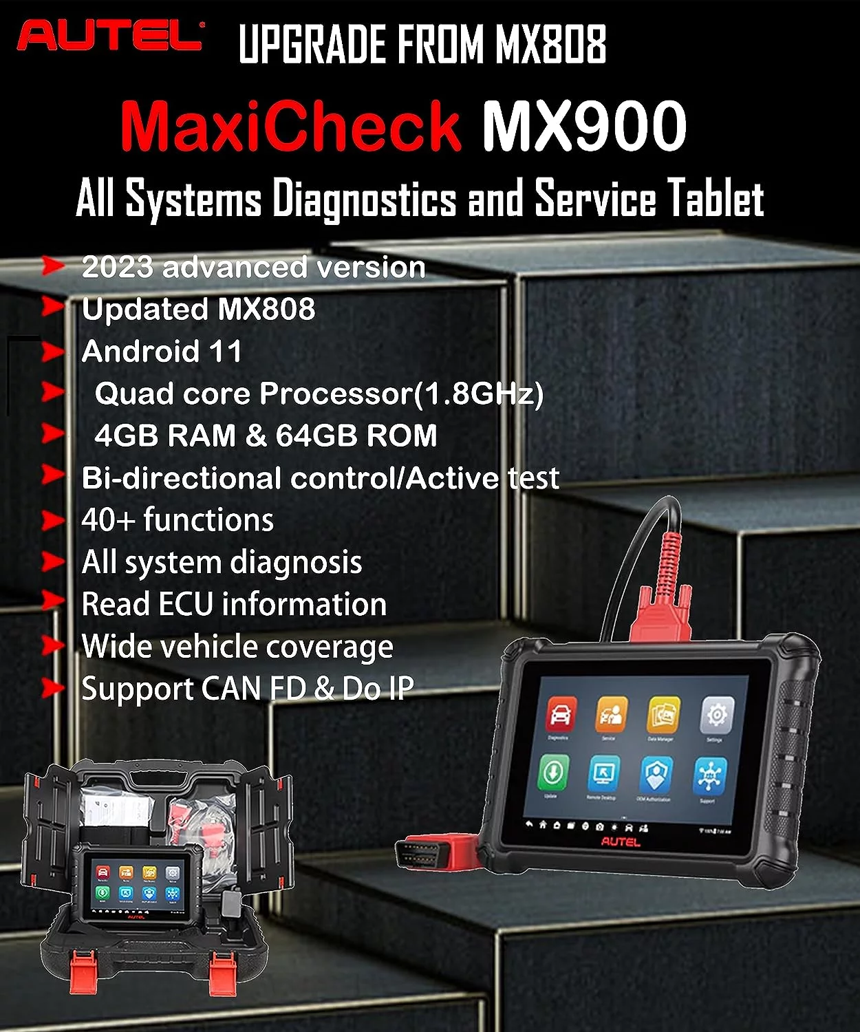 AutelScanner MaxiCheck MX900 OBD2 Scanner 40+ Function 10000+ Vehicles Bi Directional Scan Tool Support CAN FD&Do IP All System Diagnostic Scanner, Better MX808 MK808 MX808S