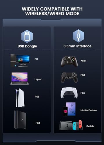 EKSA E1000 Gaming Headset, Computer Headphones with Noise Canceling Mic & RGB Light, 7.1 Surround Sound, Compatible with PC, PS4 PS5 Console, Laptop (Blue)