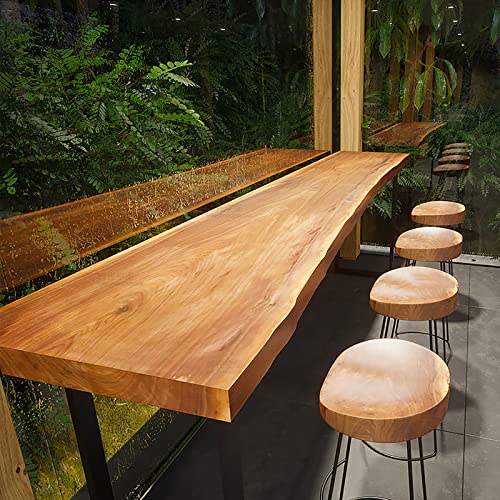 Industrial Bar Table,Solid Wood Bar Height Table Creative Live Edge Dining Table,Long Bar Table Rustic Tall Counter Height Table,Rectangular Narrow Bar Table(86.6