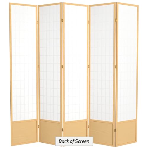 Red Lantern 7 ft. Tall Window Pane Shoji Screen-White-3 Panels Room Divider