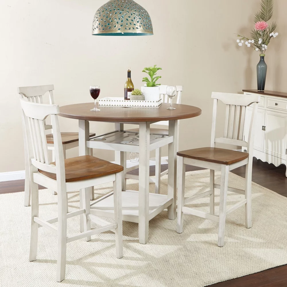 Berkley 5pc Set- Table Chairs in Slate Gray with Wood Stain Finish