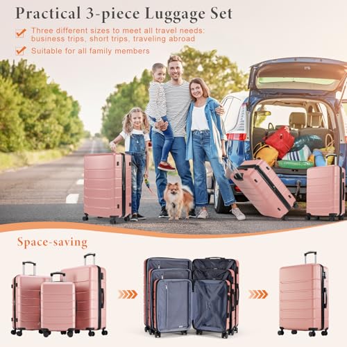 Sweetcrispy Carry on Luggage, Hard Shell ABS, Double Spinner Wheels Lightweight Suitcase TSA Lock, Navy Blue, 24 Inch