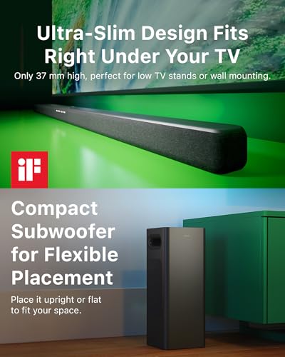 PHILIPS B5309 Soundbar 2.1 with Wireless Subwoofer and Immersive DTS Virtual:X Audio Technology - 240W Max Power, Deep Bass, Bluetooth 5.4, Four EQ Modes, HDMI ARC and USB connectivity - Dark Grey