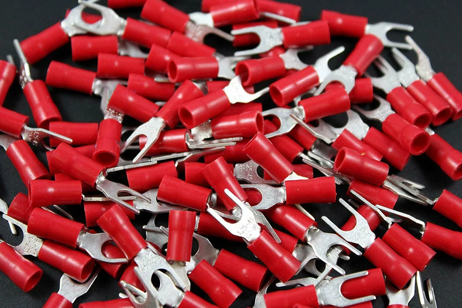 Red Insulated Fork Spade Wire Connector Electrical Crimp Terminal 18-22AWG 500pc
