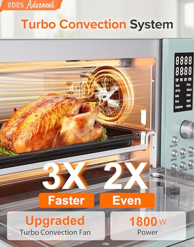 Nuwave Bravo Pro Smart 21QT Toaster Oven Air Fryer Combo, Convection Oven Countertop, 10 functions all in 1, with even & quick crisp technology, 50-450°F, 1800W, Stainless Steel